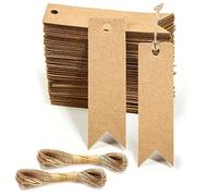 Lot de 200 petites étiquettes cadeaux vierges en papier kraft marron avec ficelle, 7 x 2 cm, étiquettes à suspendre pour cadeaux, sacs, travaux manuels