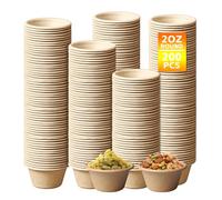 Lot de 200 petits bols compostables en carton - Petits bols à sauce - Mini gobelets en papier - Pour sauces, confiture - 2 oz