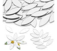 Lot de 200 petits miroirs en forme de feuille pour travaux manuels, 1,3 x 2,5 cm, 0,8 mm d'épaisseur, petits miroirs argentés, autocollants muraux pour travaux manuels, murs, portes, décorations