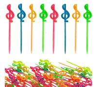 Lot de 200 pics à cocktail en plastique pour enfants, sans BPA, réutilisables, 8,2 cm (musique)
