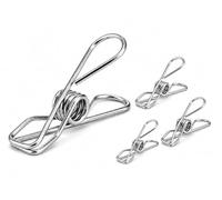 Lot de 200 pinces à linge en acier inoxydable - Pinces en métal inoxydable pour cordes à linge, serviettes, chaussettes, camping, ménage, restauration, pinces à notes, clips de fixation, coupe-vent