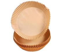 Lot de 200 plateaux en papier for friteuse à air, moules cuisson carrés et ronds, résistants l'huile, jetables Pour Four(Round)