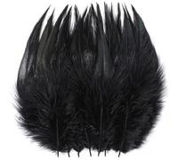 Lot de 200 plumes de coq noires en vrac de 12,7 à 17,8 cm pour loisirs créatifs, attrape-rêves et décorations de fête d'Halloween, fête de vacances (noir)