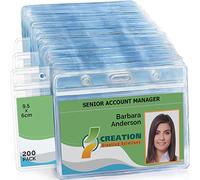 Lot de 200 pochettes de protection en plastique transparent pour cartes - Format 105 x 75 mm - Format de carte enfichable en PVC souple - Pour cordons / cordons