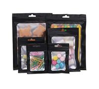 Lot de 200 pochettes noires en feuille d'aluminium - 4 tailles - Réutilisables - Fermeture éclair - Étanches - Anti-odeurs - Pour bonbons, noix, biscuits, bijoux - Vis