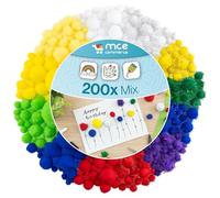 Lot de 200 pompons multicolores pour bricolage - 10 mm - 45 mm - Multicolore