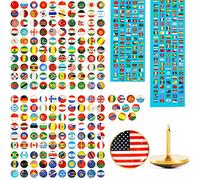Lot de 200 punaises pour drapeau national avec guide du drapeau national, punaises pour carte du monde, carte du monde de voyage