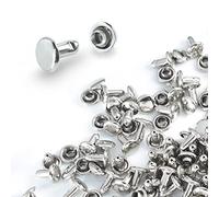 Lot de 200 rivets à capuchon rond de 6 mm, rivets à double capuchon tubulaire en métal pour sac à main en cuir, réparation de porte-clés, décoration artisanale (6 mm, argenté)