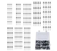 Lot de 200 rivets noirs en alliage d'aluminium avec brides standard et larges assorties pour meubles, machines et utilisation électrique