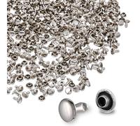 Lot de 200 rivets tubulaires à double capuchon rond pour réparation de cuir - Rivets métalliques à double capuchon - Rivets décoratifs en tissu - Attaches pour cuir - Pour travaux manuels, vêtements