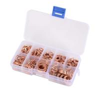 Lot de 200 rondelles rondes et plates en cuivre M5-M20 pour garage, moteur, machines, équipement de 13 tailles avec boîte de rangement