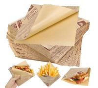 Lot de 200 sachets à hamburger Deli - 15 x 15 cm - Sacs à sandwich - Sacs à goûter - Étanche à la graisse - Papier frites pour sandwich, collations, frites