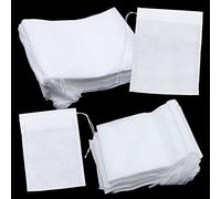 Lot de 200 sachets à thé jetables avec cordon de serrage - Sacs à thé jetables pour thé en vrac - Sacs à épices pour thé, thé aux fruits, fleurs de thé, épices en poudre - 8 x 10 cm et 6 x 8 cm