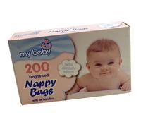Lot de 200 sacs à couches jetables parfumés avec poignée à nouer.