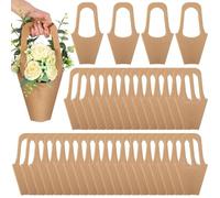 Lot de 200 sacs cadeaux en papier kraft avec poignée pour bouquet de fleurs pour mariage, Saint-Valentin, fleuriste