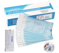 Lot de 200 sacs de stérilisation jetables - Auto-adhésif - Fermeture en autoclave - Pour outils dentaires, tatouages ou manucure (90 x 260 mm)