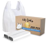 Lot de 200 sacs en plastique avec anses, 50 x 60 cm, adaptés à un usage alimentaire, super résistants, double renfort