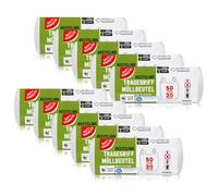 Lot de 200 Sacs poubelle avec poignée, 50 litres, 20 pièces par rouleau, résistants à la déchirure et étanches aux liquides, produit et emballage recyclables - Paquet de 10 rouleaux