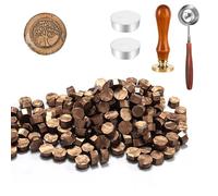 Lot de 200 sceaux de cire à cacheter avec 1 tampon arbre de vie, 1 cuillère à fondre, 2 bougies chauffe-plat, pour vernis à cacheter vintage et lettres, invitations, paquet cadeau (I)