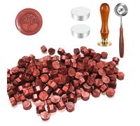 Lot de 200 sceaux de cire à cacheter avec 1 tampon arbre de vie, 1 cuillère à fondre, 2 bougies chauffe-plat, pour vernis à cacheter vintage et lettres, invitations, paquet cadeau (H)