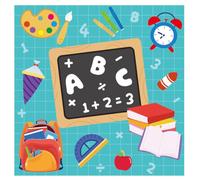 Lot de 200 serviettes pour la rentrée des classes avec motif ABC - 33 x 33 cm