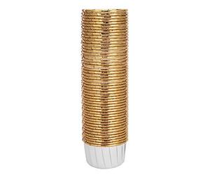 Lot de 200 supports pour caissettes à cupcake moules à muffins plateau à gâteaux outils de décoration pour fêtes de mariage (Tamaño pequeño 3830-dorado por dentro y blanco por fuera.)