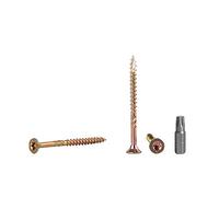 Lot de 200 vis à bois en acier zingué jaune Tête Torx Type 17 Tête fraisée Vis à panneaux d’aggloméré 6,0 x 60 mm