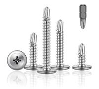 Lot de 200 vis auto-perceuses à tête bombée M4,2 x 13 mm en acier inoxydable 410 modifiée, vis à tôle pour tôle, acier, aluminium, bois, plastique.