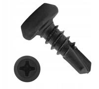 Lot de 200 vis autoforeuses type TEX - Vis de connexion profilées en métal noir - Vis de connexion profilées à tête trapézoïdale PH (3,9 x 11 mm)