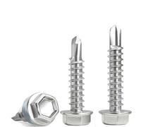 Lot de 200 vis autotaraudeuses #8 x 1/2 pour métal, bois, plastique, aluminium, rondelle hexagonale, vis TEK en acier inoxydable 410