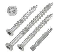 Lot de 200 vis de terrasse T-INOX A2 5 x 80 mm, TX25, acier inoxydable V2A, partie de friction, encoche de coupe