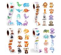 Lot de 2000 autocollants ronds pour enfants - 32 motifs d'animaux - Rouleau de récompense - Animaux marins - Pour fille et garçon