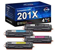 Lot de 201 Toners compatibles avec HP M277dw Color LaserJet Pro MFP 201X 201A Noir CF400X CF401X CF402X CF403X pour HP M252dw M277n M277 M274n M252n M252 M277 (Noir, Cyan, Jaune, Magenta, Lot de 4)