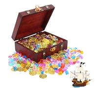 Lot de 201 trésors de pirate pour anniversaire d'enfant - Boîte au trésor de pirate - Décoration d'anniversaire des enfants - Convient pour l'anniversaire des pirates
