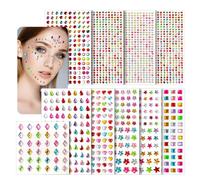 Lot de 2010 pierres à paillettes autocollantes - Pierres strass acryliques multicolores - Différentes formes - Pierres précieuses cristal à coller