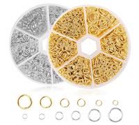 Lot de 2020 anneaux ouverts pour la fabrication de bijoux - En métal doré et argenté - Pour le bricolage