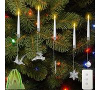 Lot de 2025 bougies à DEL pour sapin de Noël avec crochet en cristal transparent, bougies coniques sans flamme vacillante avec télécommande, fonctionne à piles pour la maison, les mariages, les