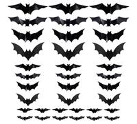 Lot de 2025 chauves-souris lumineuses 3D d'Halloween - Décoration d'Halloween - Chauve-souris lumineuse à DEL à suspendre au mur - Violet