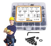 Lot de 205 vis robustes M6/M8 - Kit d'assortiment avec tête hexagonale boulons et rondelles, pour portes mobiles, appareils ménagers, voitures, machines et génie électrique