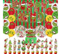 Lot de 208 décorations de fête de Noël avec ballons de pluie, décorations de vacances pour les familles, les écoles et les bureaux, décorations de fête d'anniversaire de Noël et du Nouvel An.