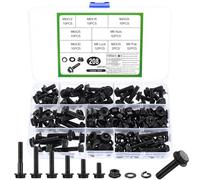 Lot de 208 écrous et boulons M6 à bride dentelée hexagonale, boulons et écrous à tête hexagonale à bride métrique, assortiment d'écrous et écrous à tête hexagonale à bride M6, noir assorti