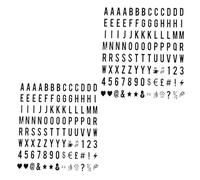 Lot de 208 lettres et chiffres de rechange noirs pour boîte aux lettres A4, tableaux de présentation, 65,4 x 35 mm (boîte lumineuse LED non incluse)