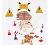 Lot de 21 accessoires de lutin miniatures pour porte de lutin - Décoration de Noël - Lutin de chantier de construction avec kit de barrière, pylônes, kit d'outils