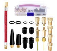 Lot de 21 adaptateurs de valve de vélo multifonction compatibles avec Schrader Presta Dunlop avec boîte de rangement