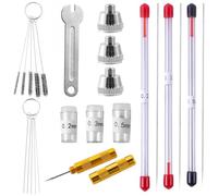 Lot de 21 aérographes de nettoyage avec buses de durabilité, capuchons, brosses, aiguille, pour pulvérisations de la série 130, kit professionnel et de réparation