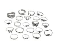 Lot de 21 bagues en alliage sur le thème foncé - Convient pour les jeunes adultes à la recherche d'individualité et de mystère - Accessoires uniques