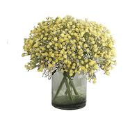 Lot de 21 bouquets de fleurs gypsophiles artificielles pour décoration de mariage, maison, jardin (jaune)