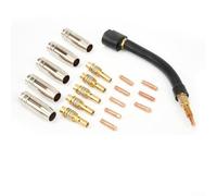 Lot de 21 chalumeaux de soudage MIG MAG refroidis par air MB15AK - Kit de buse de gaz pour soudeurs MIG, comprend 10 embouts, 5 doublures, 5 tasses, 1 col de cygne