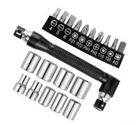 Lot de 21 clés à douille métriques avec embouts de tournevis à cliquet pour réparation de voiture et vélo - Boîtier en acier 1/4