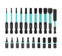 Lot de 21 embouts hexagonaux métriques pour perceuse à percussion comprenant 10 embouts de 25 mm et 10 embouts de 60 mm H1 5 à H10 avec support magnétique et boîte de rangement pour visseuses à